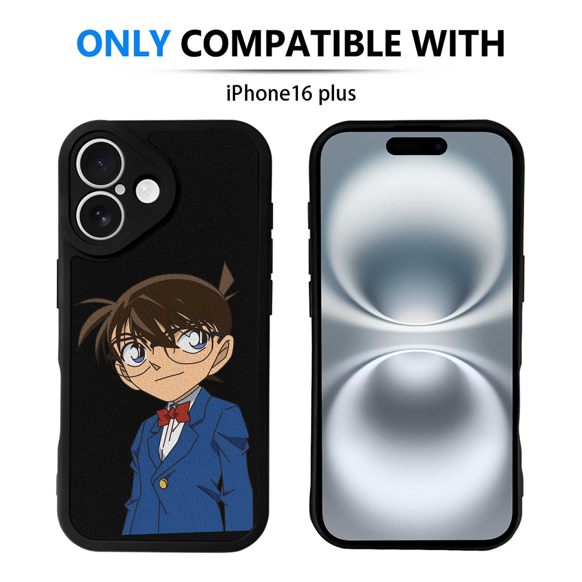 （画像用） 名探偵コナン 江戸川 コナン Detective Conan Conan Edogawa 【iPhone 16シリーズ対応】シリコンスマホケース（レザー調） 材質：シリコン